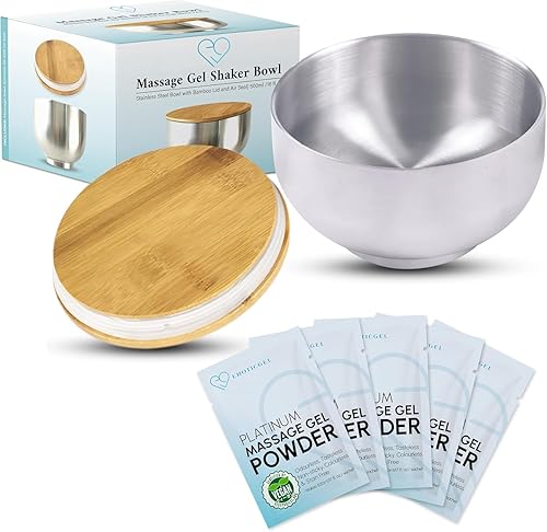 Miniatura 10 de Platinum Nuru - Juego de cuencos de gel para masaje, 3 sobres de polvo de masaje de 0.18 oz, 1 cuenco de 16 onzas líquidas