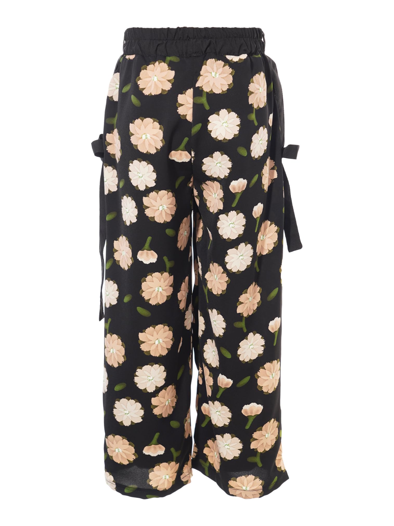 easyforever Kids Girls Boho Floral Printed Wide Leg Loose Trousers Yoga Workout Tie Bows Bottoms Casual Beach Pants Flower 5-6 Years