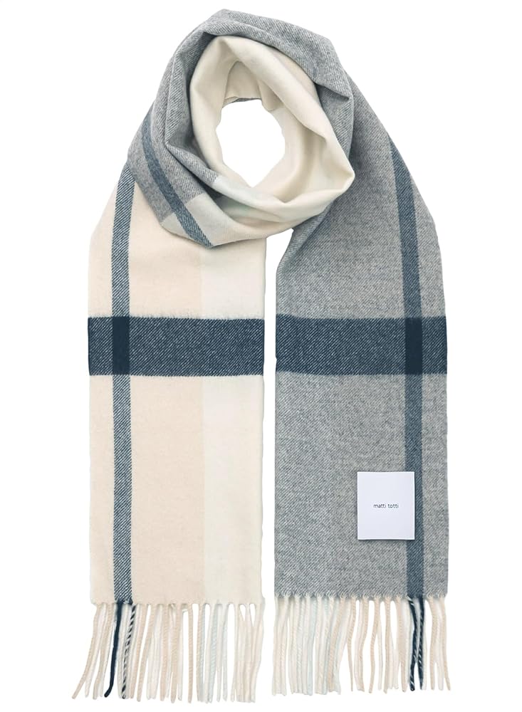 Amazon | [matti totti] アイス × グレー カシミヤ マフラー カシミア