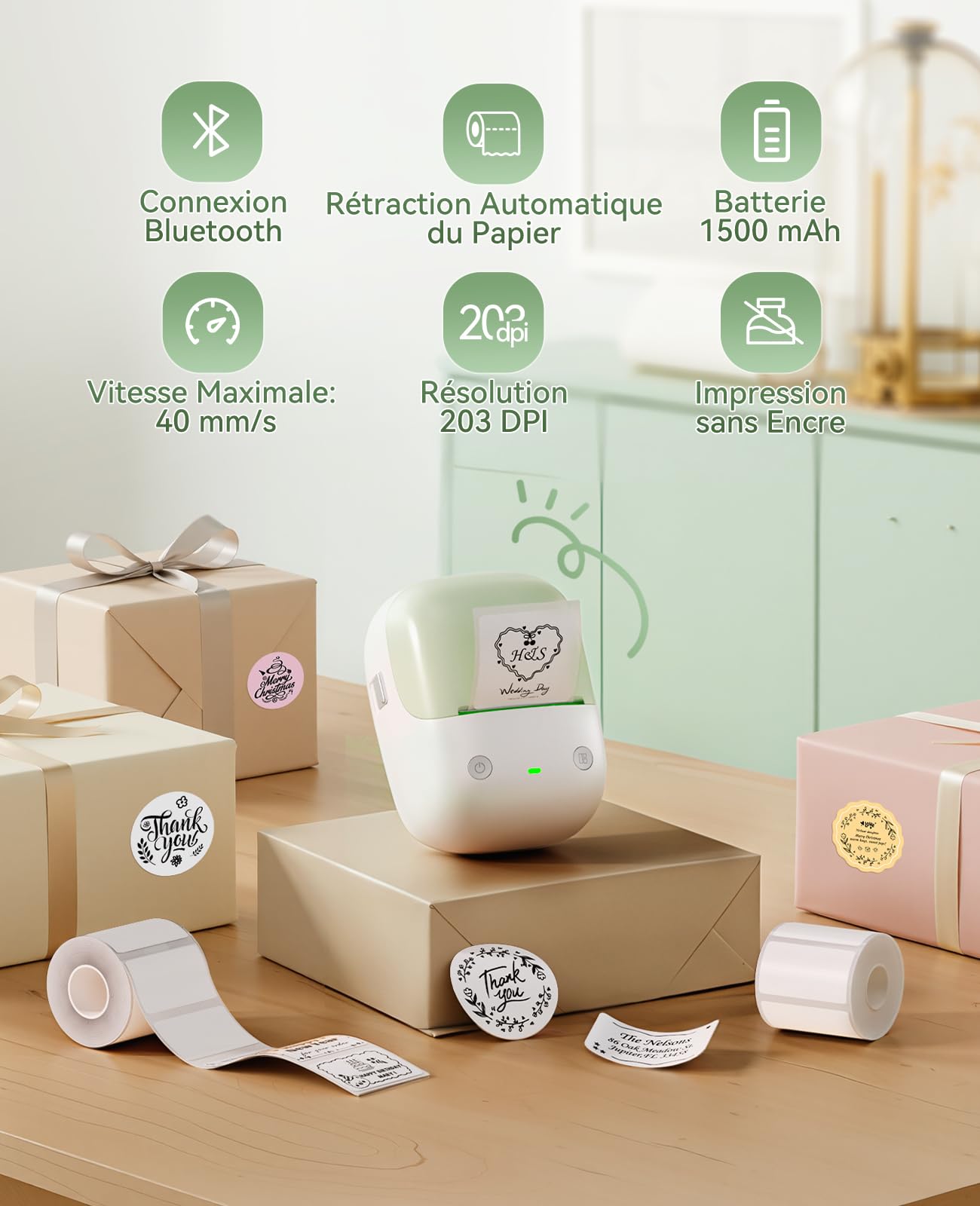 NIIMBOT B2 Étiqueteuse Portable avec 3 Rouleaux 50 * 30mm