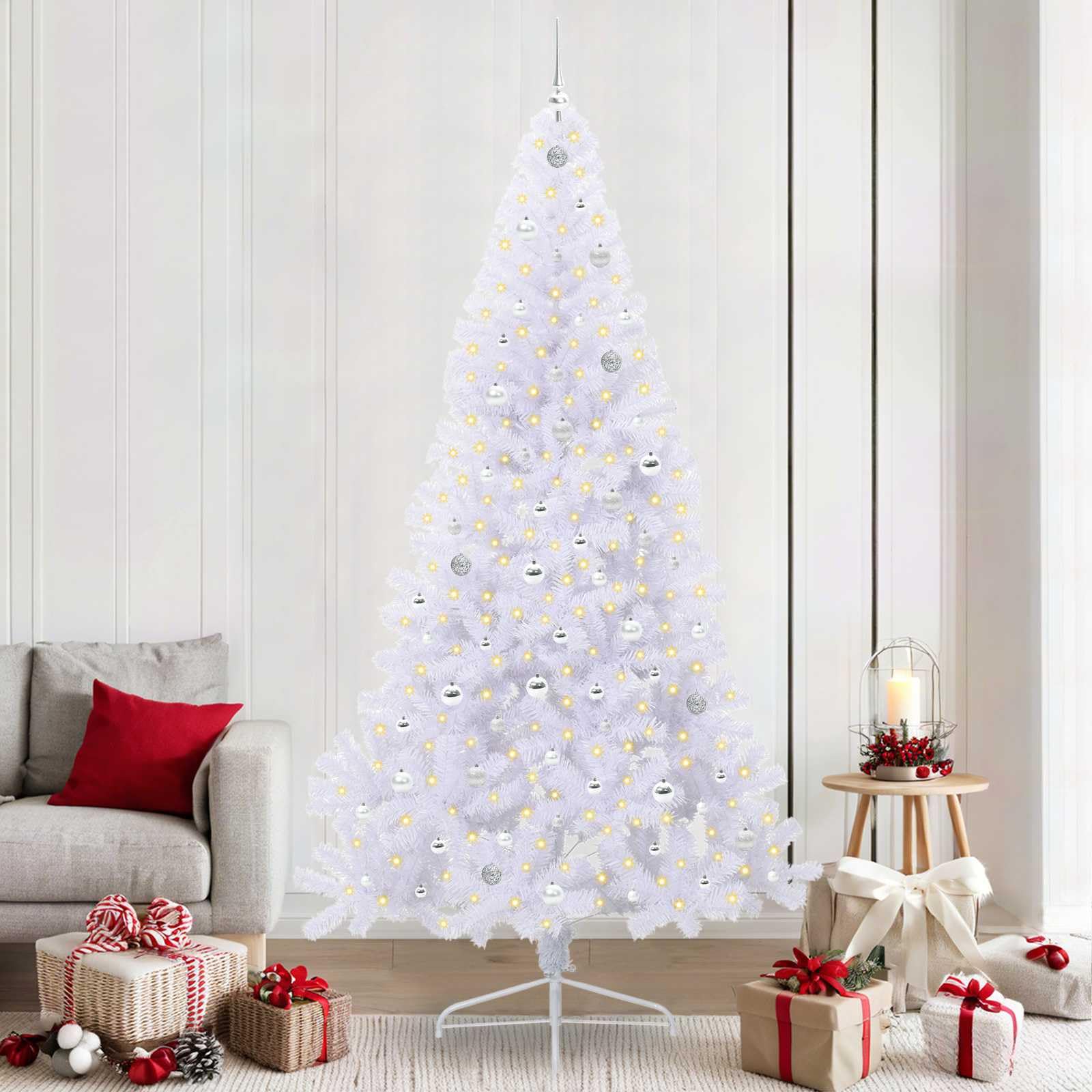 LED付き人工クリスマスツリー 中型 Amazon.co.jp: 人工クリスマスツリー ホワイト 240cm PVCとスチール製