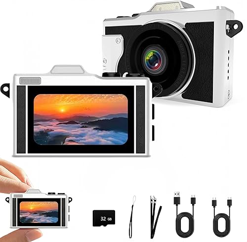 Mini cámara digital con llavero, material de aleación de aluminio FHD de 5 MP, pequeñas cámaras retro portátiles, grabadora de video de bolsillo con