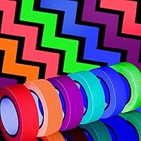 Vista 1 de 6 rollos de cinta de tela Gaffer de neón, 6 colores de cinta reactiva con luz negra UV, fluorescente UV que brilla en la oscuridad, cinta adhesiva