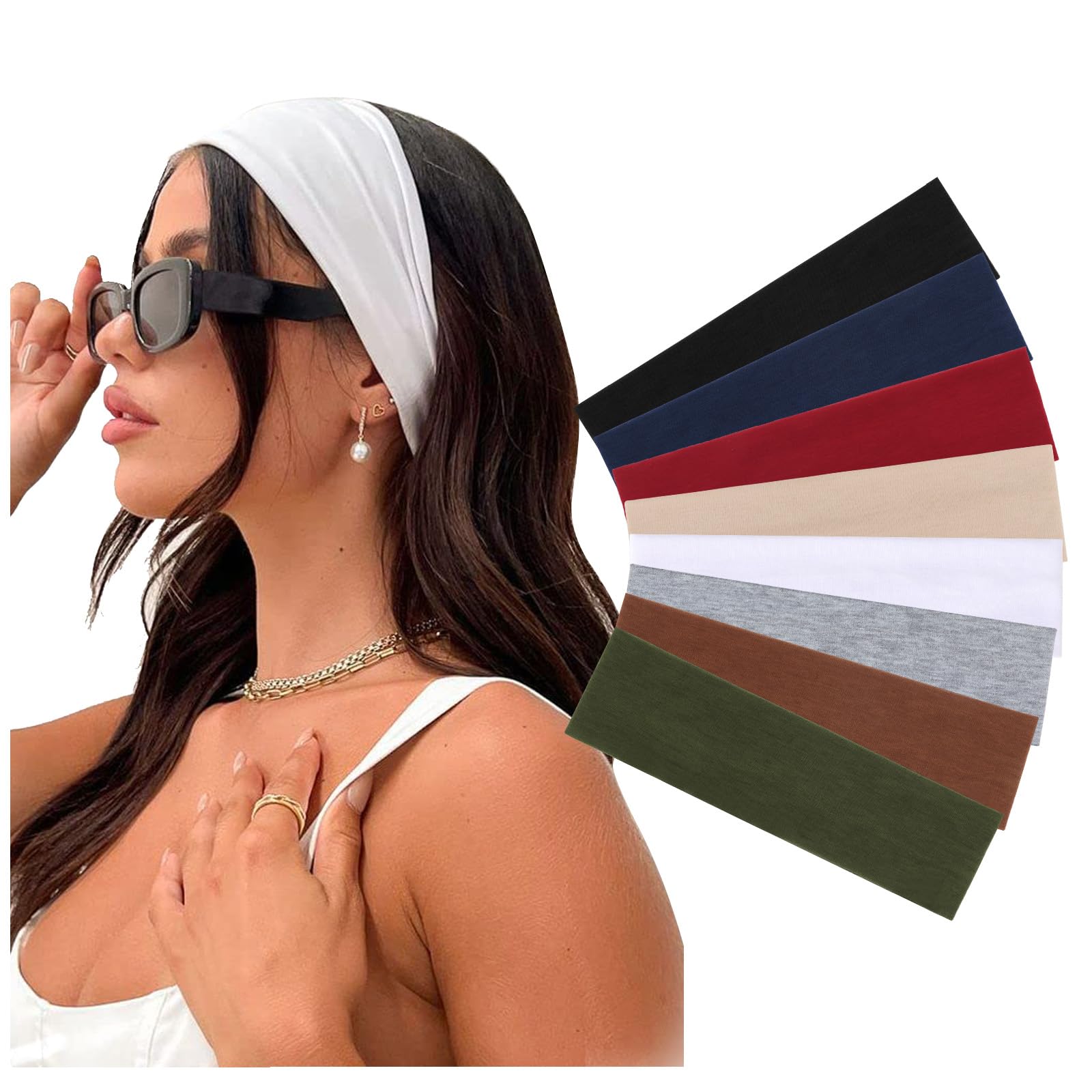 DRESHOW 8 Pack Sports Headbands for Women Non-Slip Stretchy Fashion HairBand Curly Hair Headband Soft Hair Accessories for Daily Wear Workout Yoga