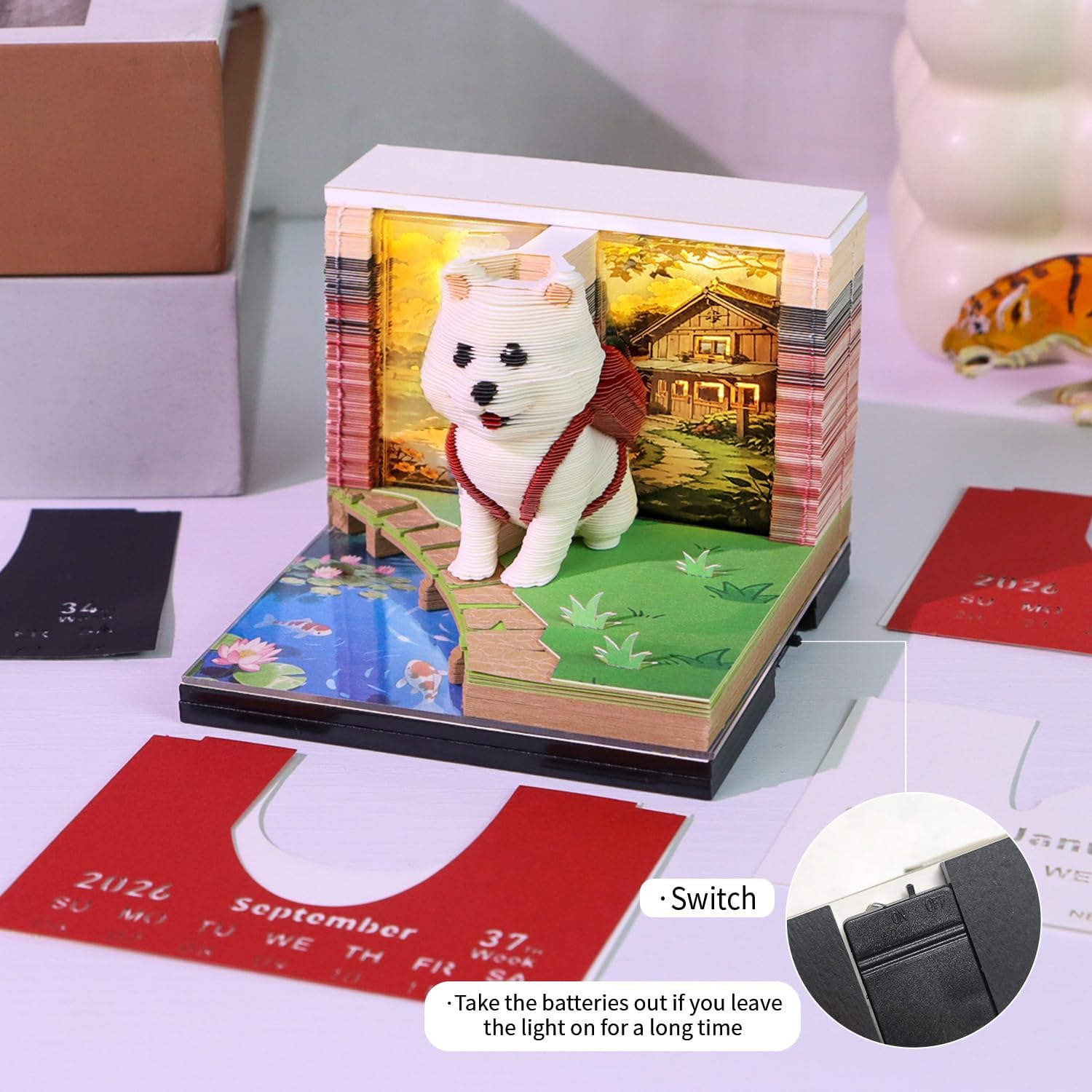 3D Calendar 2026 with Memo Pad Notepad, Timepiece 2026 Planner, Tear-Away 3D Artsy Pads, Creative Perpetual Organizer, Ideal New Year Gift for Office & Home (With Weekly Calendar & Light-Buttery Not Included) image 3