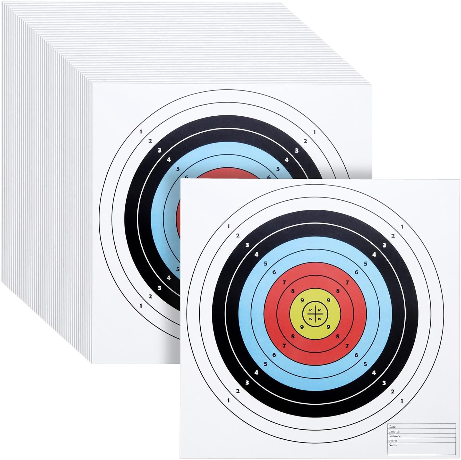 50Pack Bullseye Large Paper Shooting Range Targets for Pistol Shooting