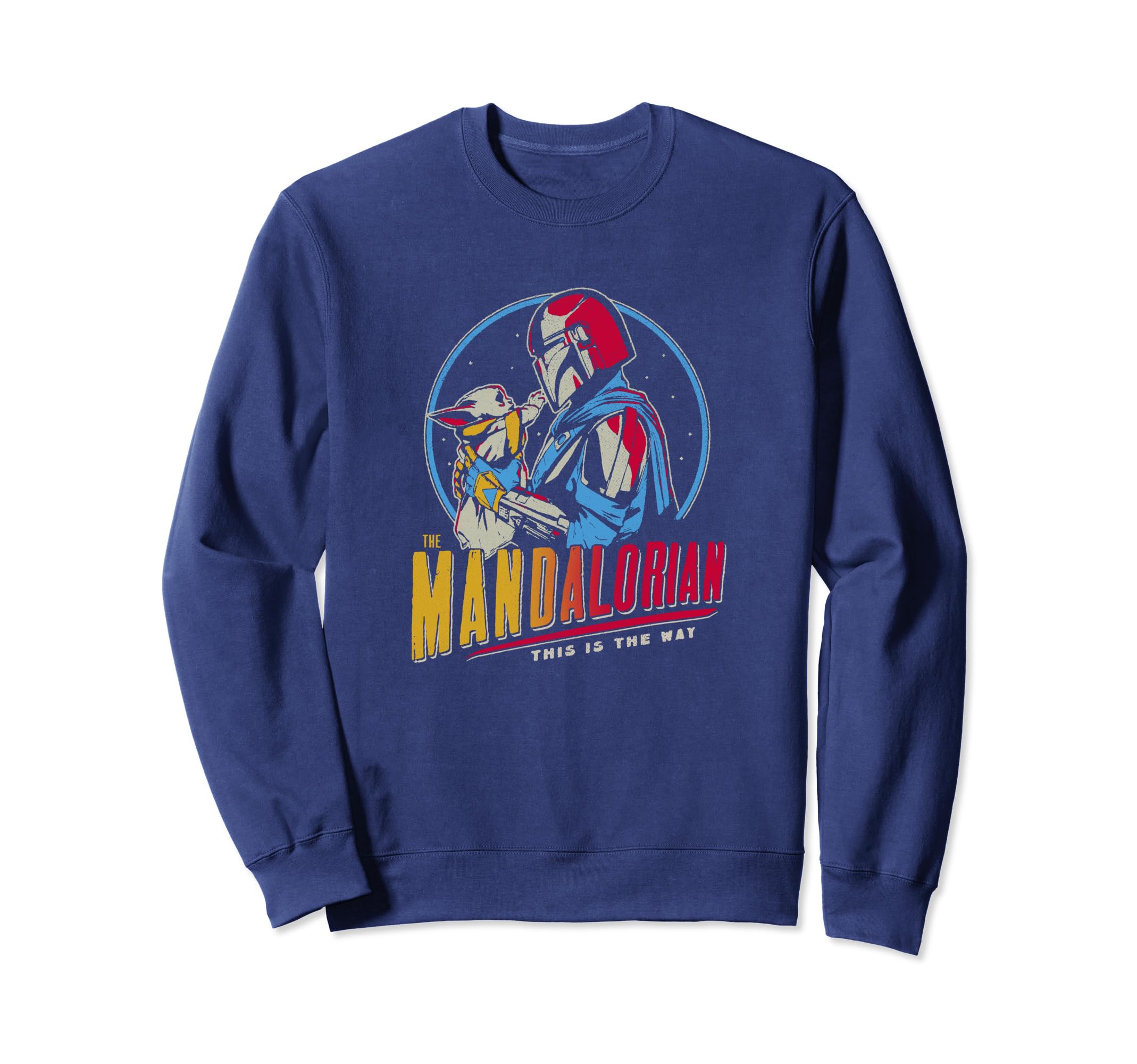 Star Wars: The Mandalorian Mando And Grogu Dark Rainbow Sweatshirt, Blue