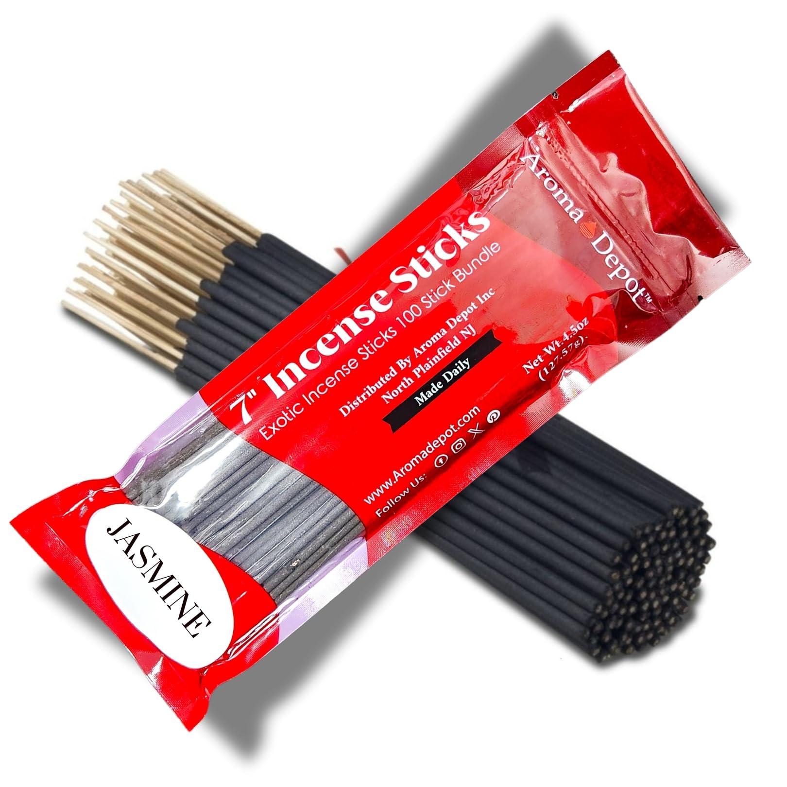 Jasmine Exotic Incense Sticks - 85-100 Sticks Per Bundle (7 Inch) - 30-45 Minute Burn Time
