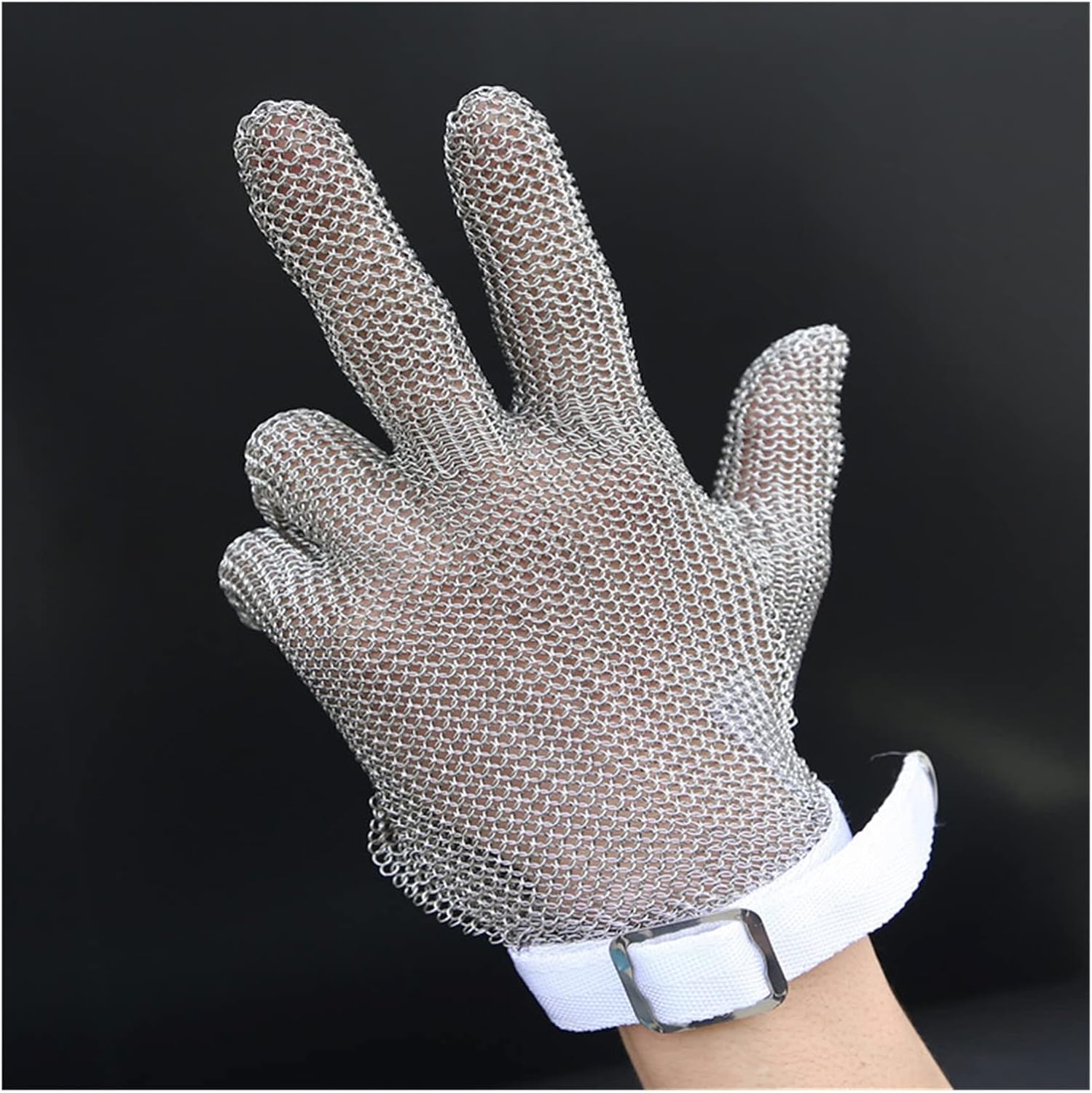 Stainless Steel Cut Resistant Gloves, Woodcarving Fishing Gardening Clothing Cutting Safety Work Chain Armor Gloves (Size : 1pcs/s)