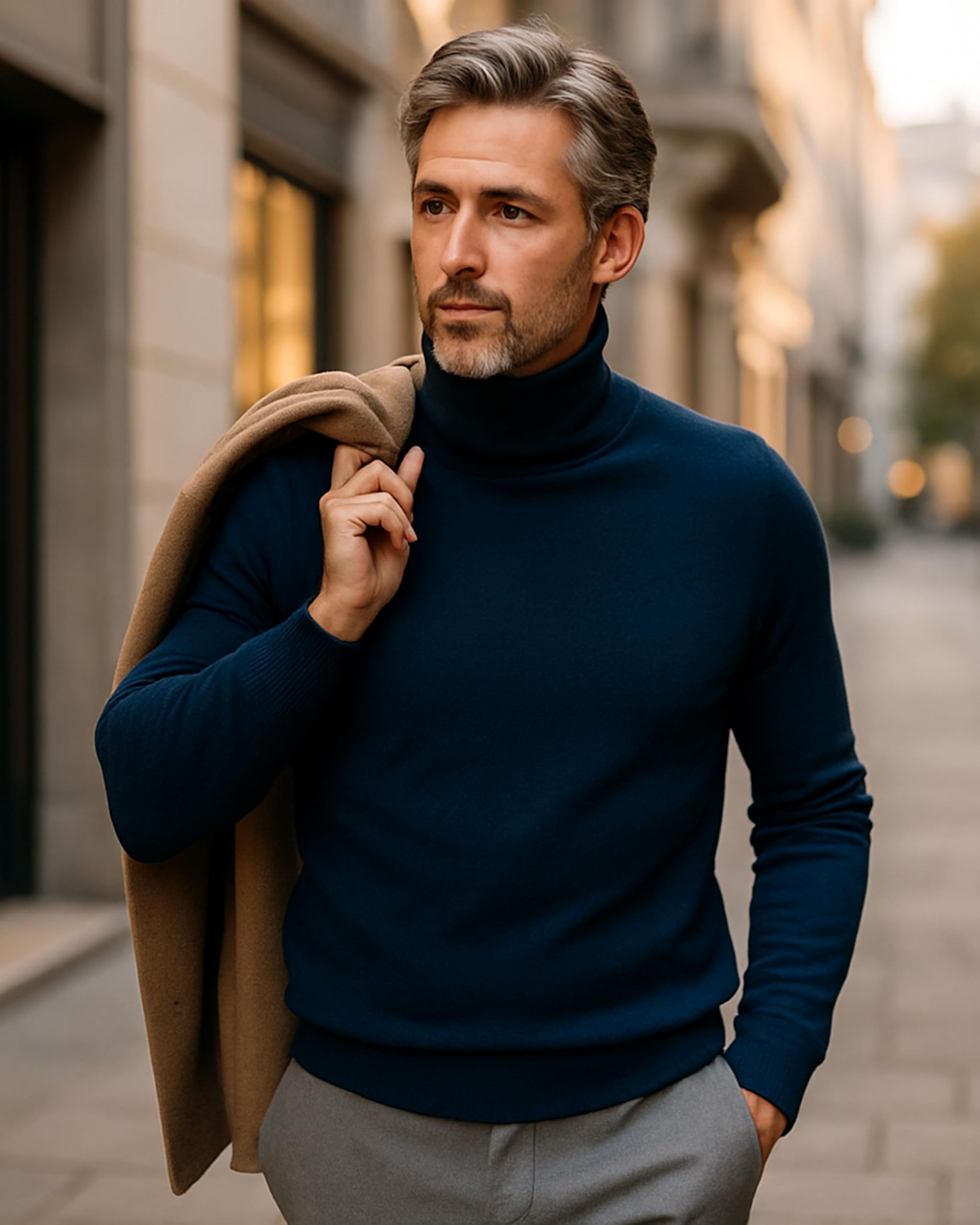 CZ - Dolcevita Maglione Uomo Pullover Invernale Manica Lunga Collo Alto Caldo in 5% Cashmere 25% Lana, 30% Viscosa e 40% Poliamide