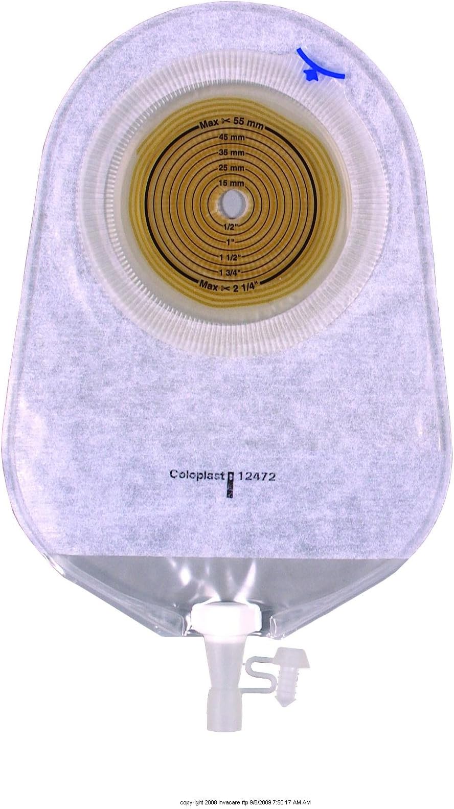 Assura Extra-Extended Wear 1pc Urostomy Pouch, Non-Convex 375 ml/3/8 - 2 1/4 (10 - 55 mm)/Qty 10/9 1/2 (24cm) / 150mL by Coloplast