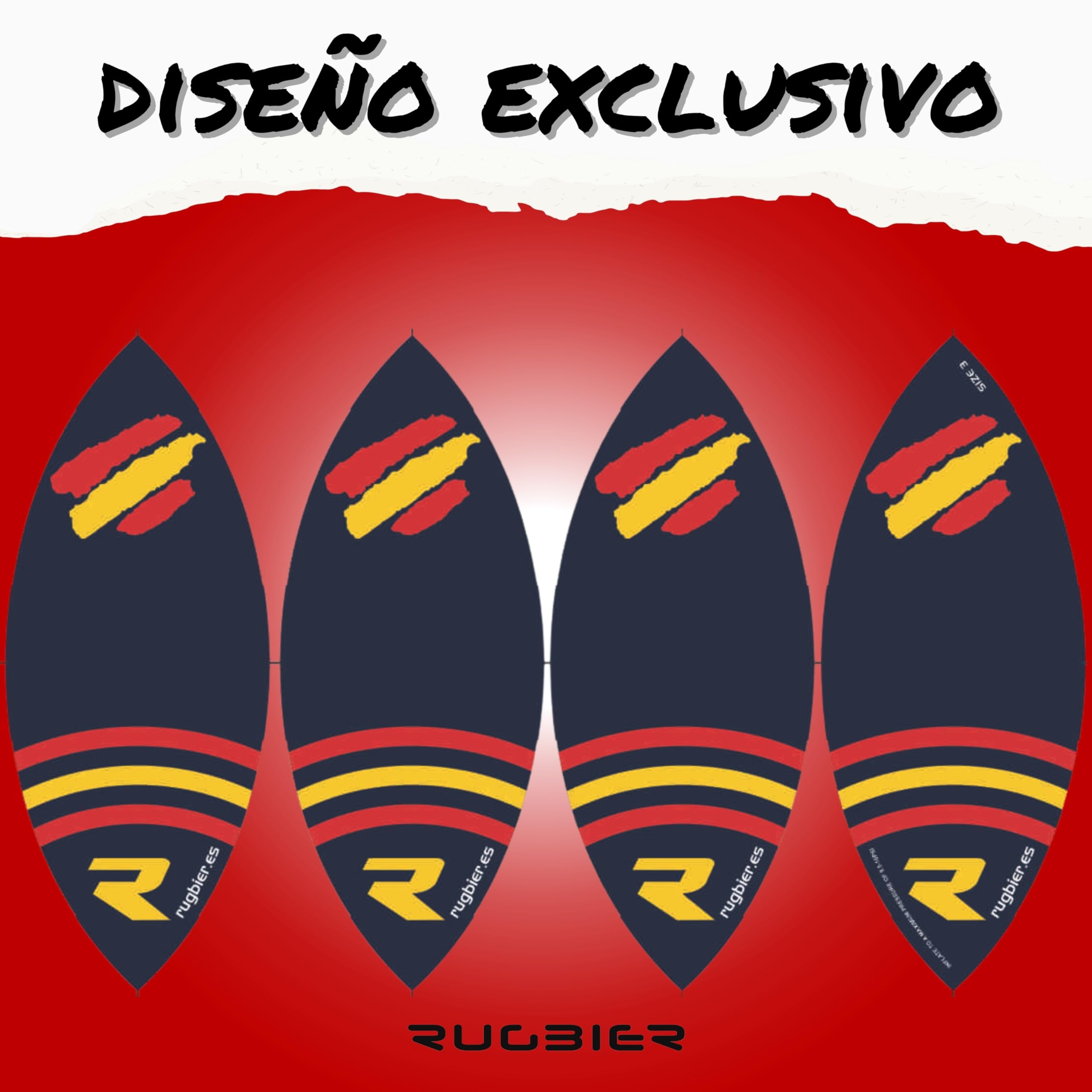 Balón de Rugby para Niños y Niñas T3 – Balón para Escuela - Iniciación y Entrenamiento - Diseño Exclusivo - Modelo Spain Flag