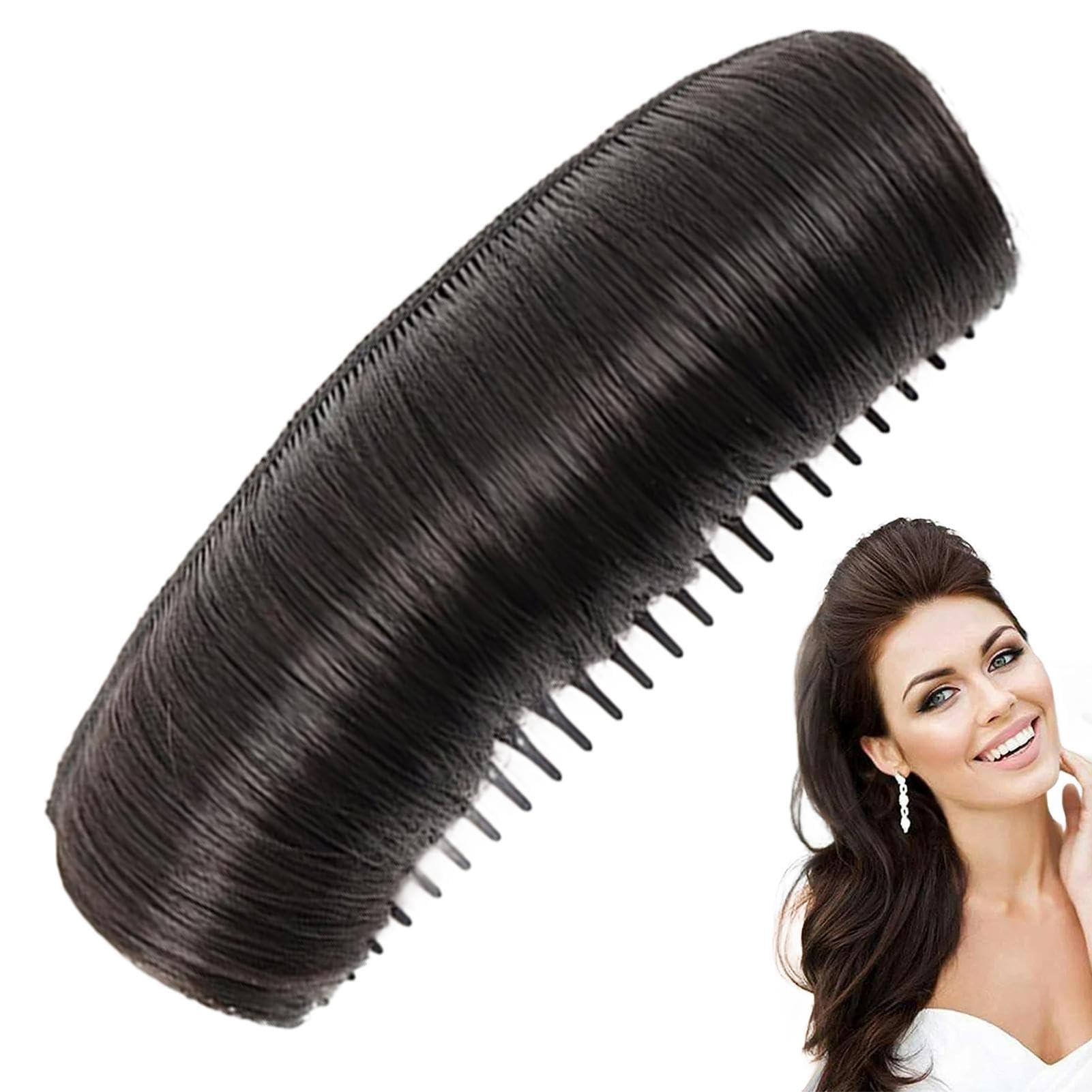 Portrayi Invisible Flu-ffy Hair Pad, Invisible Hair Bun Wig Clip, Invisible Flu-ffy Hair Pad Black, Natural Hair Bun Clip, D IY Heightening Hairstyle Invisible Fl-uffy Hair Pad