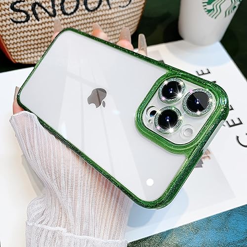 Eiyikof Funda para iPhone 14 Pro Max con protector de lente de cámara brillante, diseño de diamantes brillantes, parte trasera delgada y