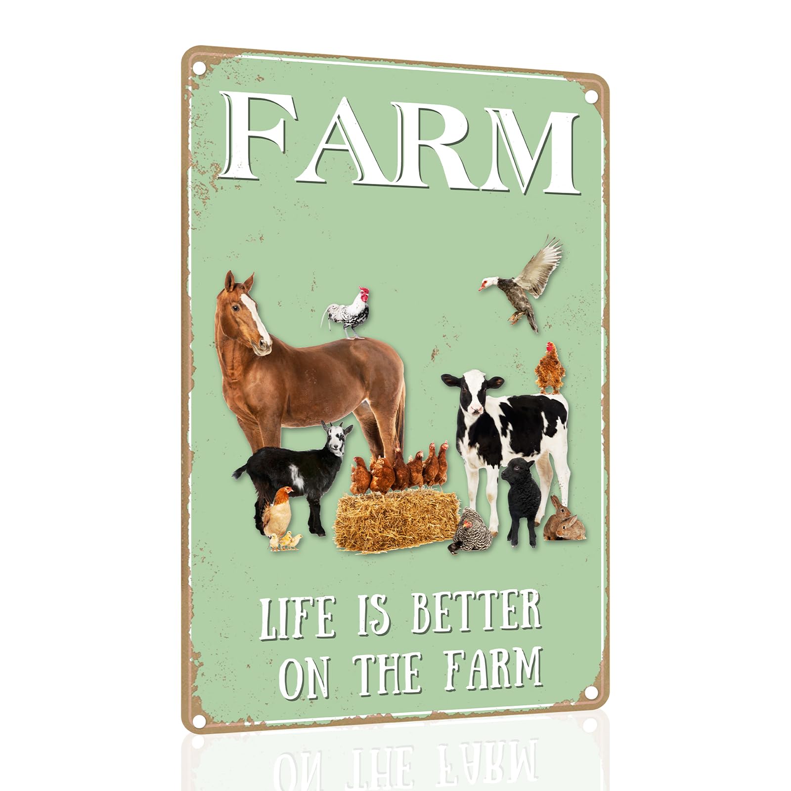 Vintage Metal Tin Sign - Farm Life is Better on the Farm - Aluminum Sign for Cafe, Home, Bar, Pub, Garage, Hotel, Garden, Wall Decor, Art