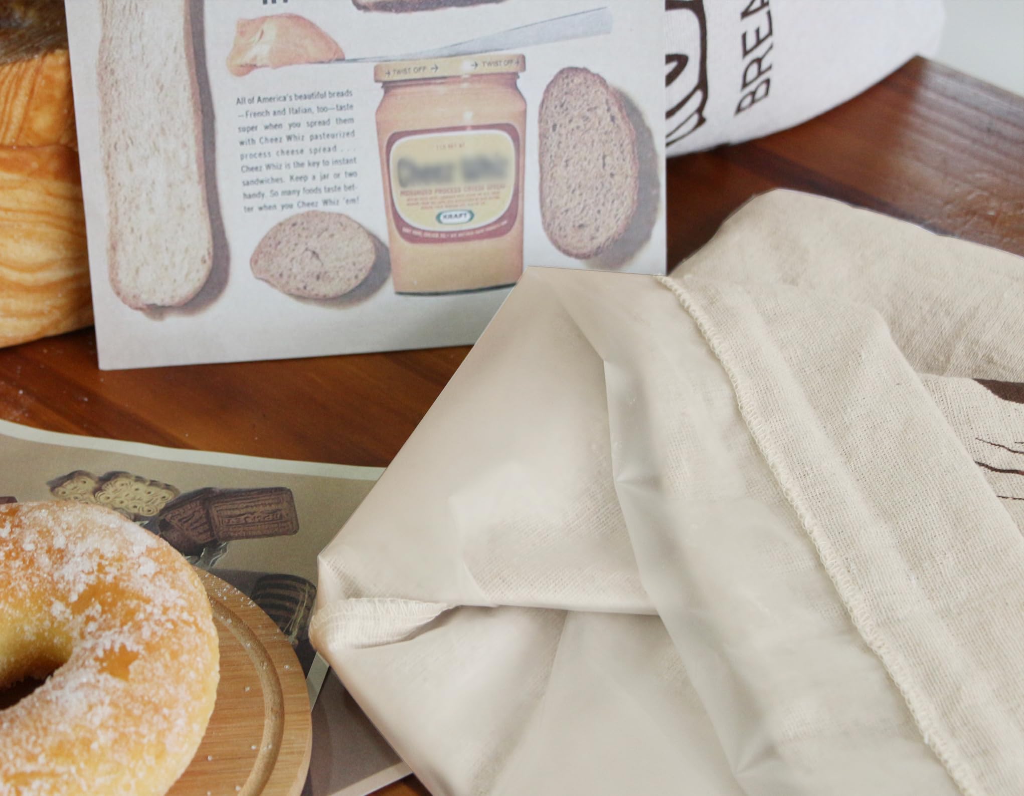 FEXIA Brotbeutel für selbstgemachtes Brot, wiederverwendbar, mit Leinen und Kunststoff, ideal für die Aufbewahrung von Sauerteig und selbstgemachtem Brot, 43,2 x 33 cm, 2 Packungen
