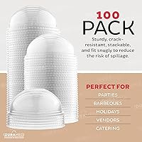 Vista 6 de Durameg [100 unidades – 12 onzas.] Vasos desechables de plástico PET transparente con tapas de cúpula