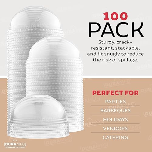 Miniatura 6 de Durameg 100 unidades  12 onzas. Vasos desechables de plástico PET transparente con tapas de cúpula