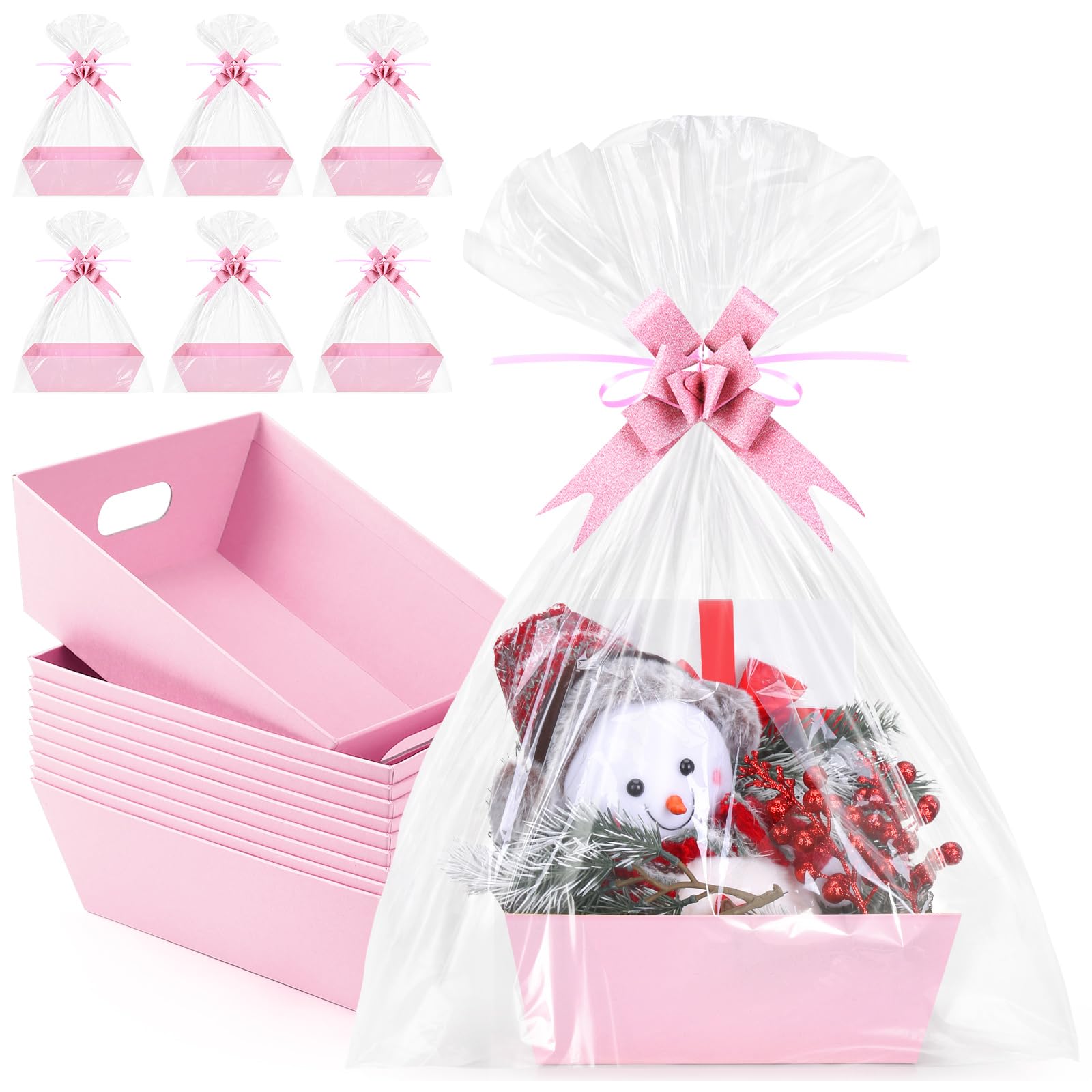 Paquete de 10 cestas vacías para regalos, cesta de regalo negra de 10 x 8 pulgadas de grosor