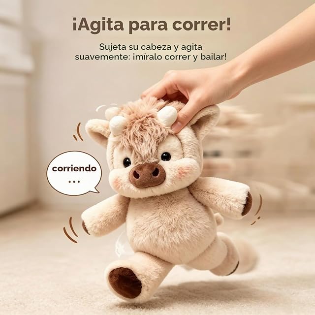 Foto 2 de 8 de ZUMME Peluche Vaca Que Corre. Peluche Suave 45cm Patas Móviles, Juguete Interactivo Antiestrés