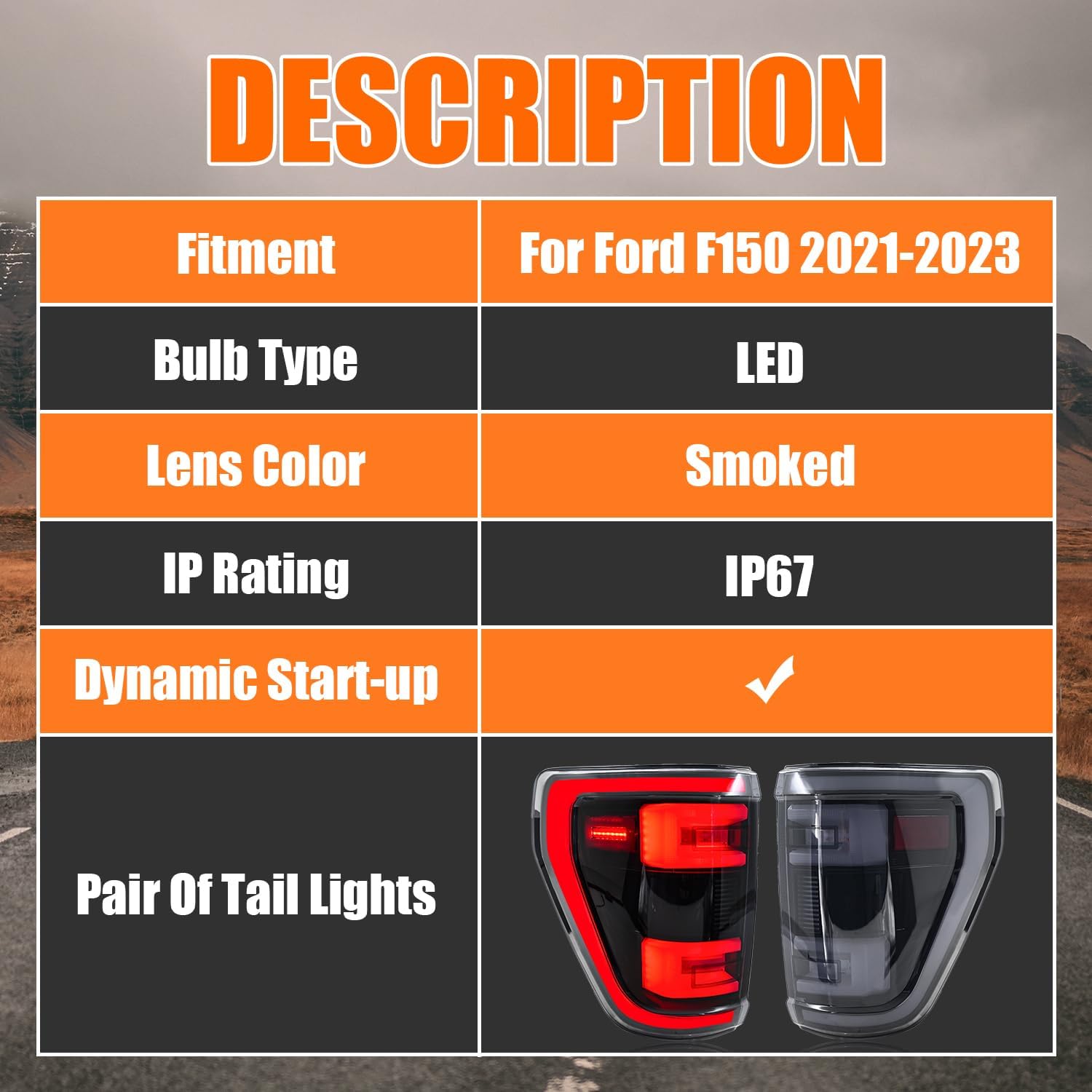 LED Tail Lights for Ford F150 2021-2023 Taillights Assembly [Only fit for F-150 without Blind Spot] Start Up Animation/Plug and Play/Driver & Passenger Side Rear Light