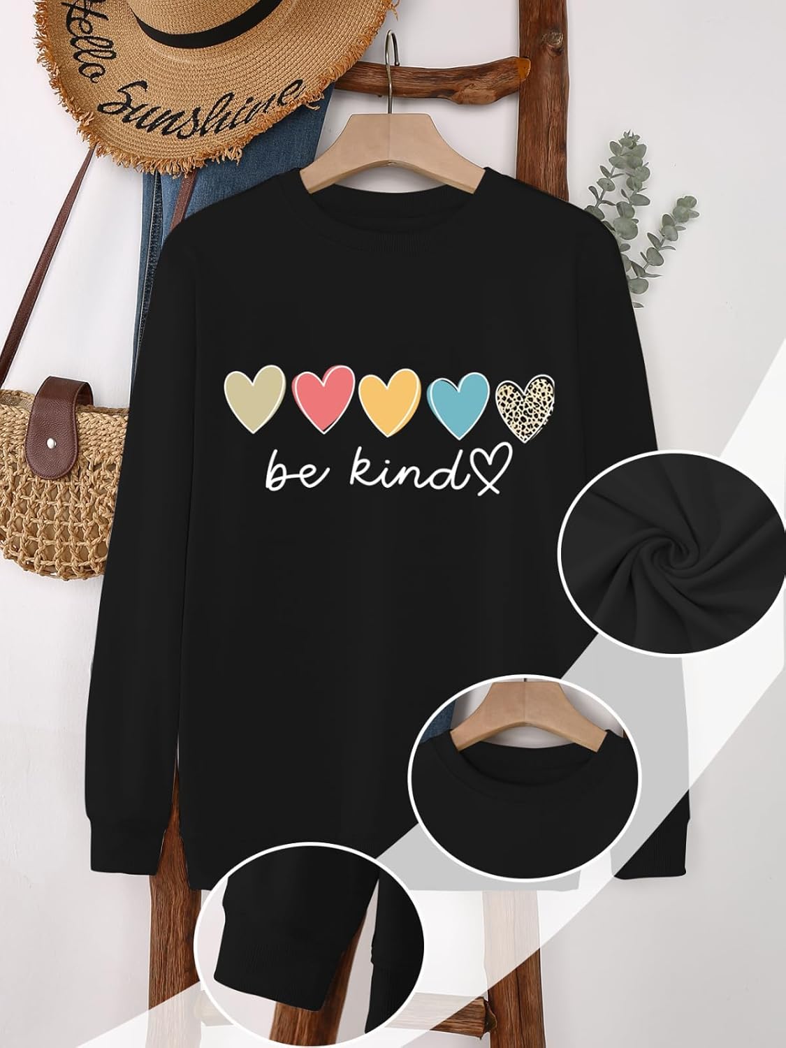 Be Kind Sweatshirt Women Inspirational Graphic Tees Fall Long Sleeve Pullovers Kindness Teacher Crewneck Tops - Image 6