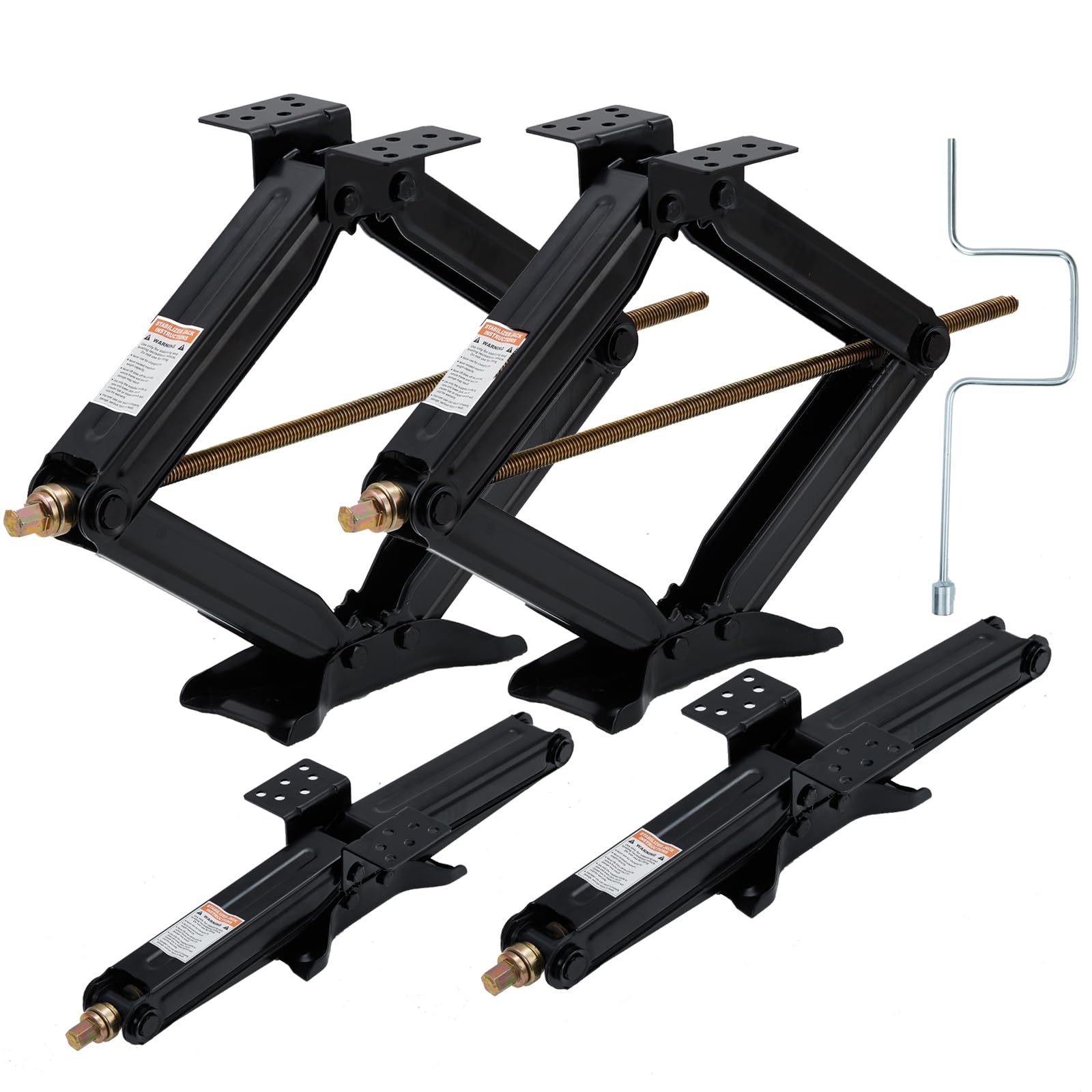 Garvee 24 in RV Scissor Jack - 7500 LB Heavy Duty Leveling Stabilizer with Crank Handle, Stable Base, 4 in-24 in Adjustable Height, Powder Coated Steel for Travel Trailers, RVs & Campers - 4 Pack