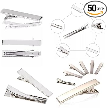 DK TRADERS Alloy Steel Hair Clips, Silver, 50 Pcs