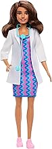 Barbie Careers Doctor Fashion Doll Wearing Removable Look with White Coat, Dress & Shoes, Plus Stethoscope Accessory