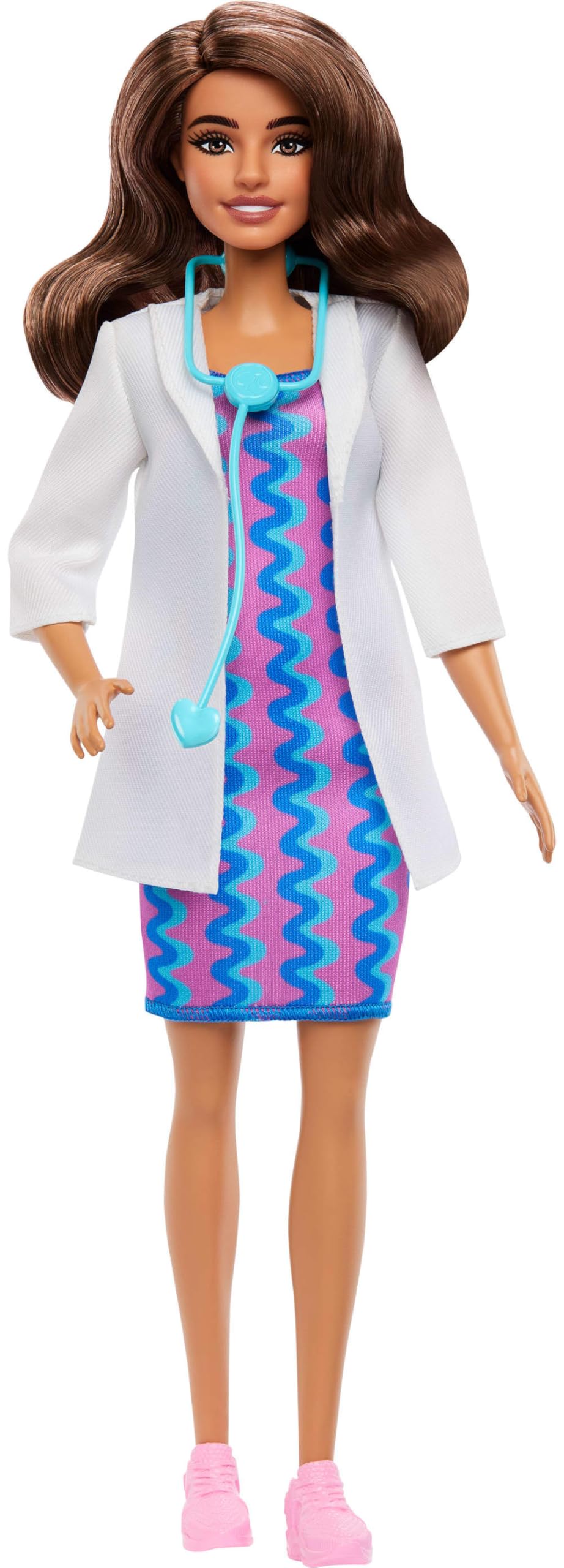 Barbie Çıkarılabilir beyaz önlüğü, elbisesi, ayakkabıları ve stetoskop aksesuarıyla Barbie Kariyer Bebekleri doktor bebek, JKF76