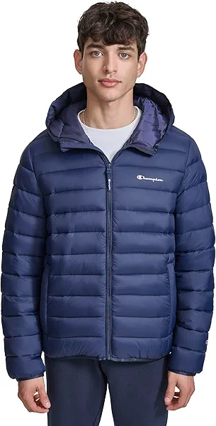 Champion mens Performance Lightweight Puffer Jacket With Hood