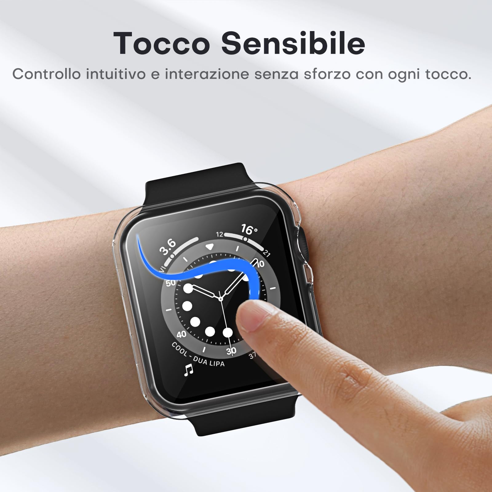 TAURI 2 Pezzi Cover per Apple Watch Series 3/2/1 42mm Pellicola Protettiva in Vetro Temperato,[Sensibile al Tocco] [Copertura Completa] Cover Protettiva Paraurti Sottile per iWatch 42mm -Trasparente