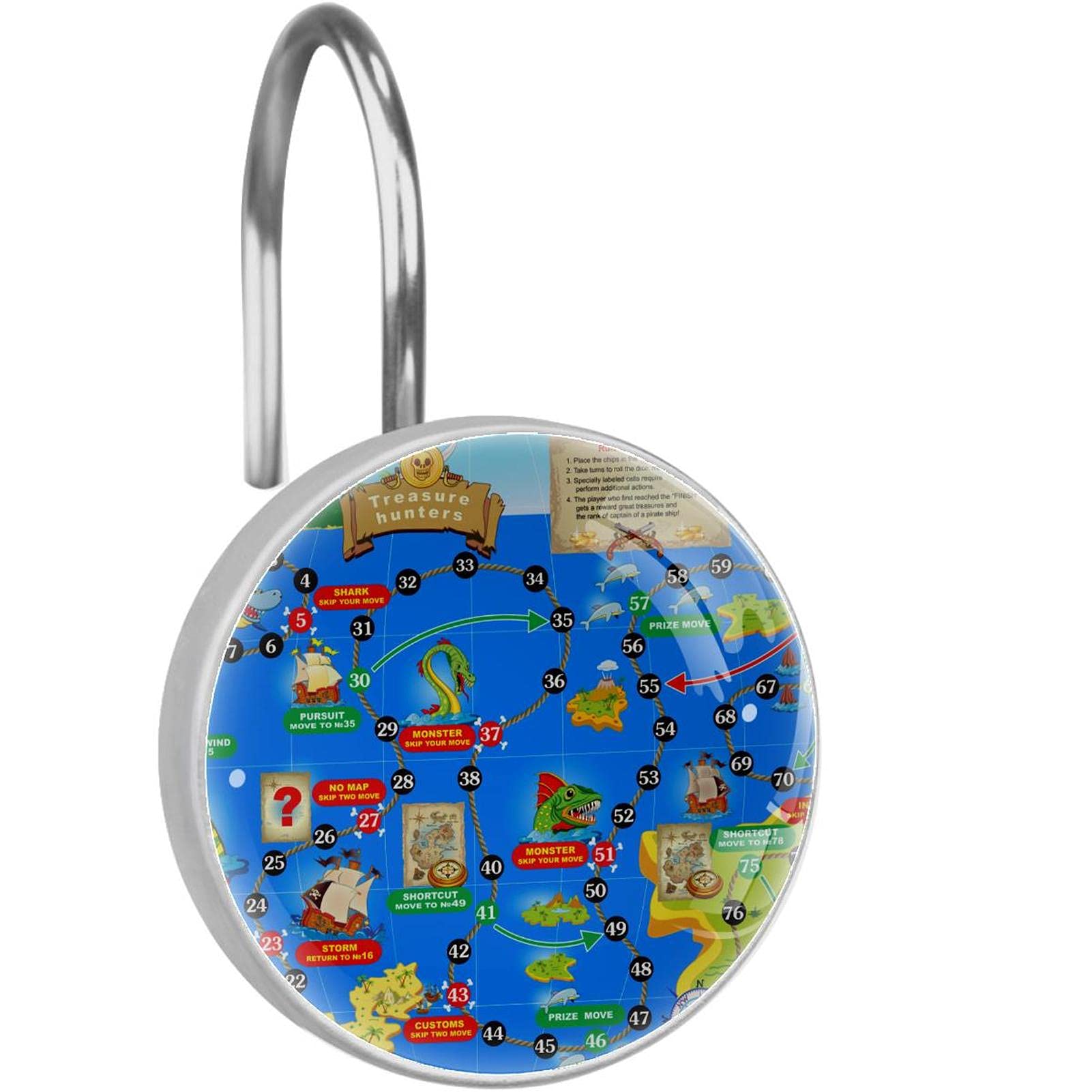 Crochets de rideau de douche en acier inoxydable bleu, accessoires durables anti-rouille x12