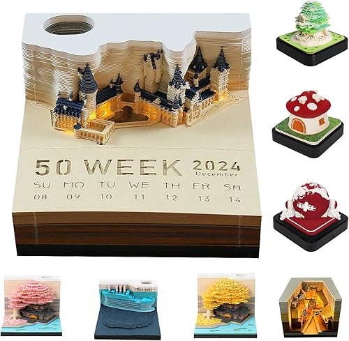 Bloc de notas de calendario 3D 2024, calendario de piezas de tiempo LED, calendario creativo de escritorio, cuaderno de notas, calendario adhesivo disponible en Yaxa Costa Rica