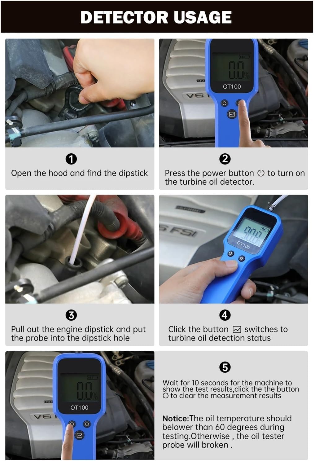 Brake Fluid Tester, Engine Oil Tester for Auto Check Oil Quality Detector Led Display Gas Analyzer Brake Fluid Tester
