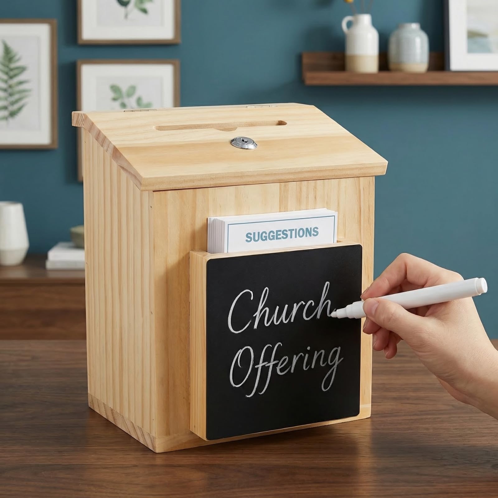 Wooden Suggestion Box with Lock - ZENFUN -8