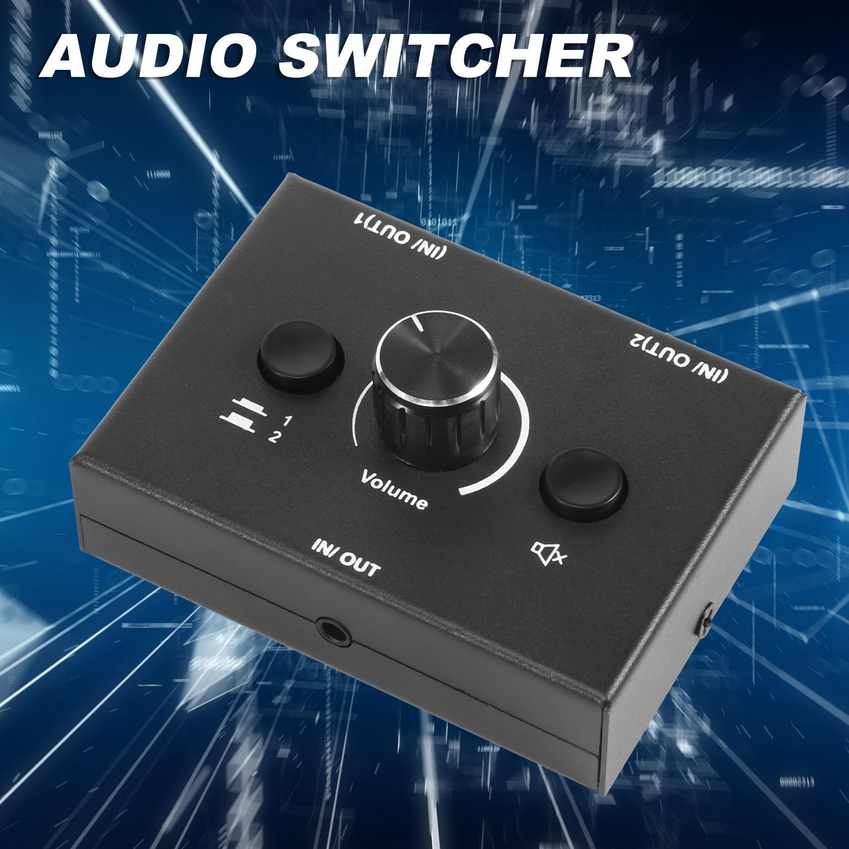 Lizusidtsy 3.5mm Audio Switcher, 2 Input 1 Output/1 Input 2 Output Audio Splitter Switcher, Audio Switcher Box, One-Key Mute Button, black, 500051629