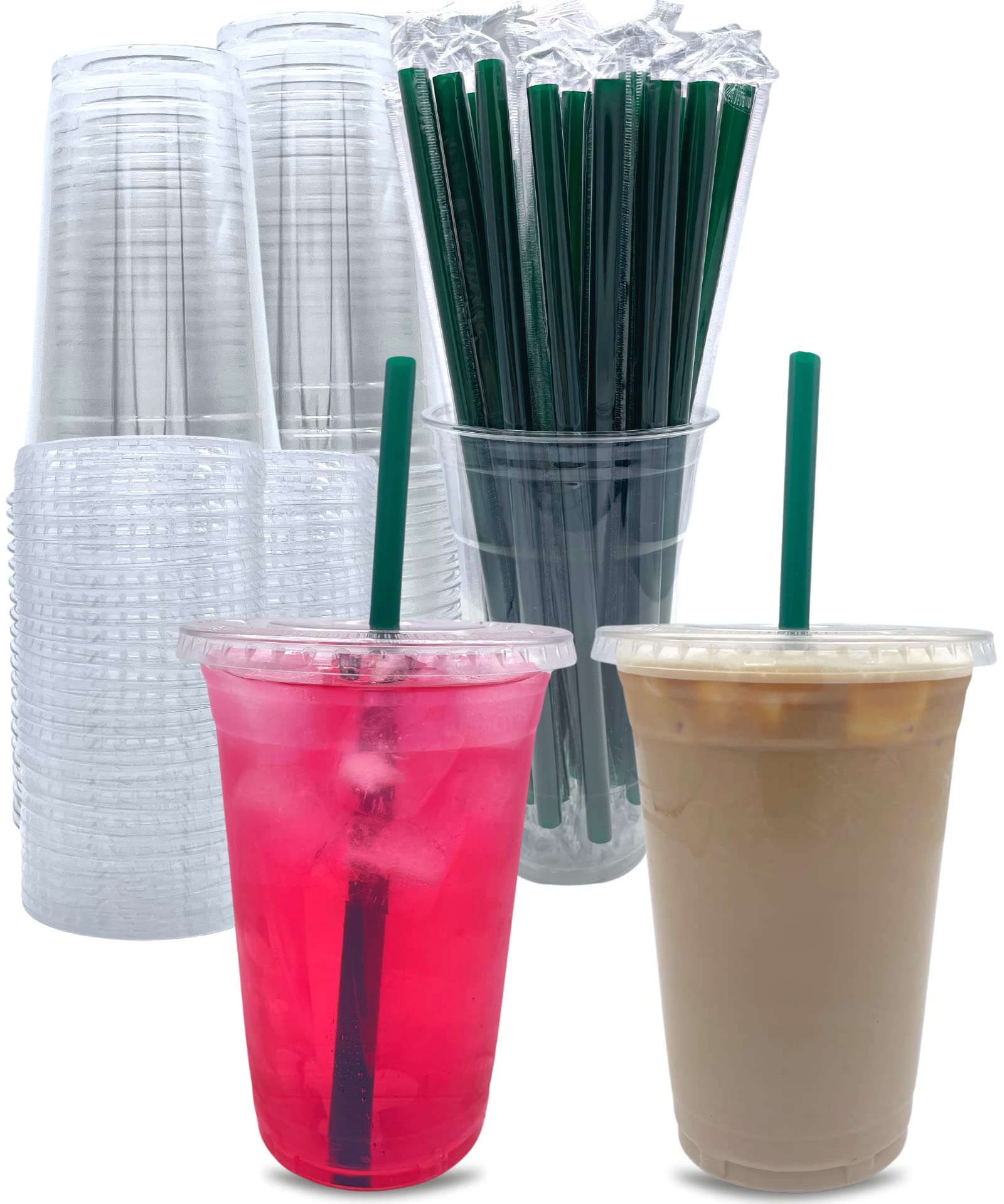 Aatriet 100 Sets Cups with Lids and Straws