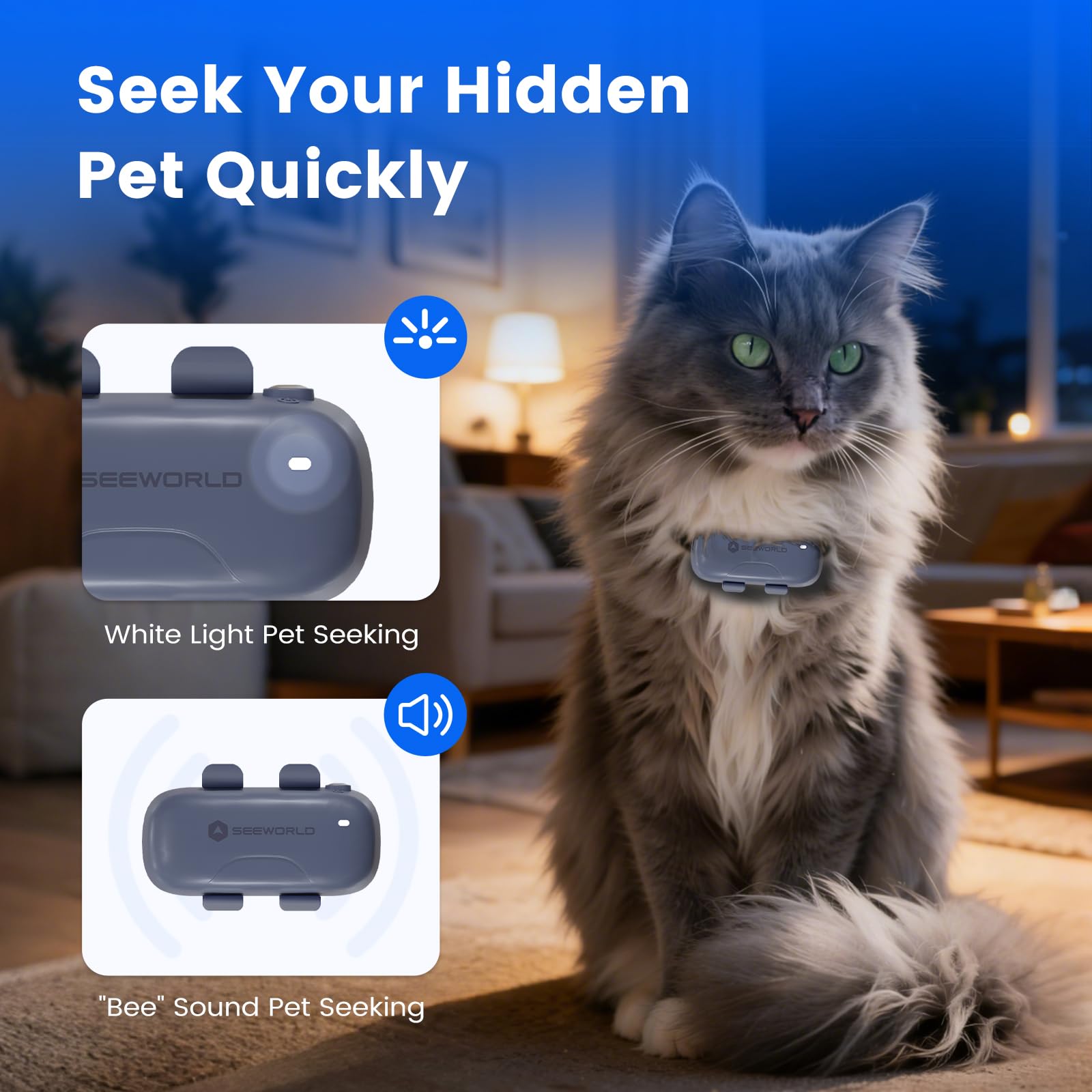 SEEWORLD Dispositivo di localizzazione per cani con localizzazione in tempo reale | Monitoraggio attività del sonno | Geo-Fence per tutti i collari - iOS e Android (abbonamento richiesto)