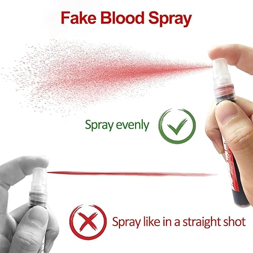 Miniatura 2 de Mysense Kit de maquillaje de colmillos falsos de sangre y vampiro, 1 aerosol de sangre falso, 1 sangre de chorro, 1 sangre adhesiva en etapa y 4