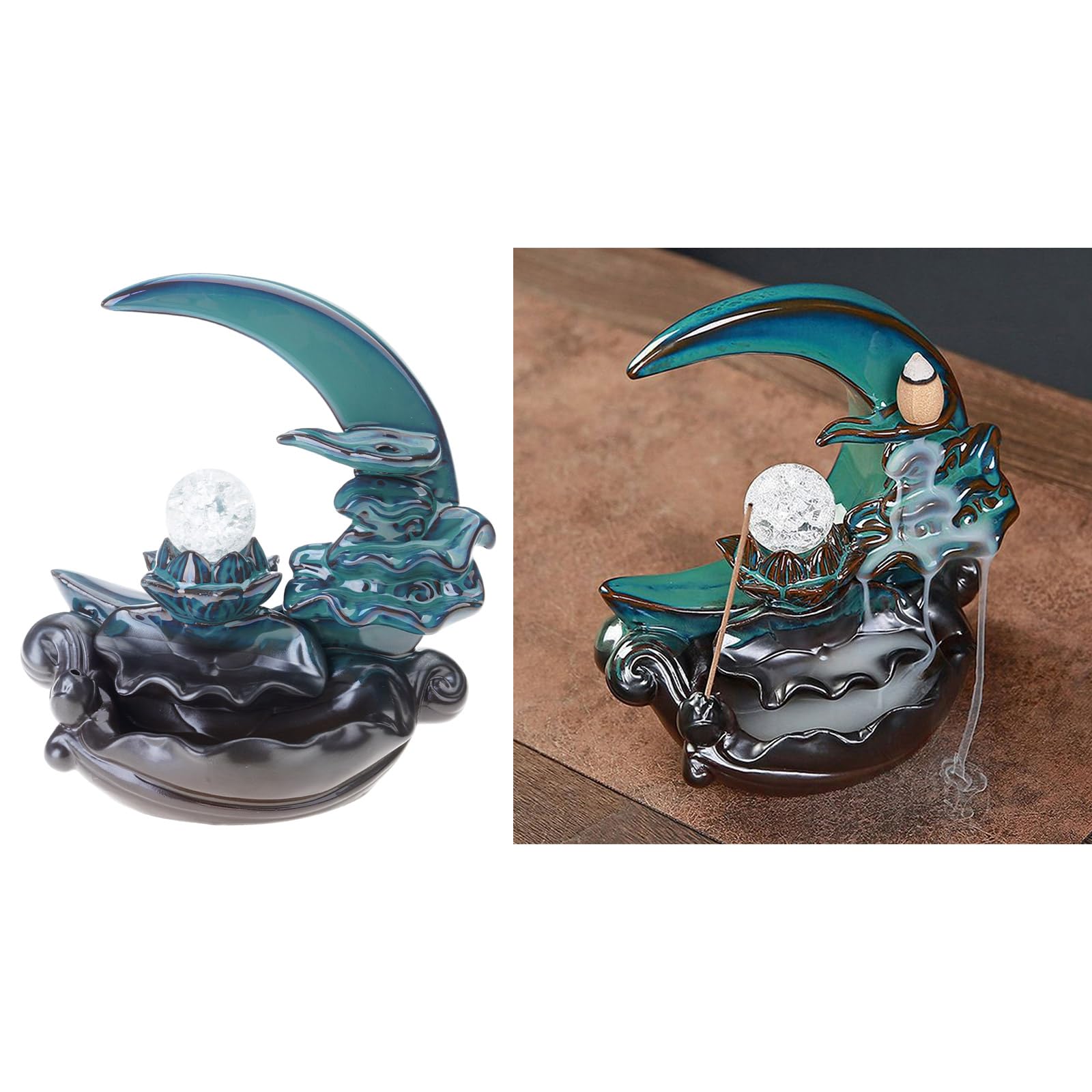 Bruciatore incenso lunare, bruciatore incenso a Cascata in Ceramica, Supporto per riflusso per aromaterapia, Ornamento per la casa, Supporto per riflusso a Cascata
