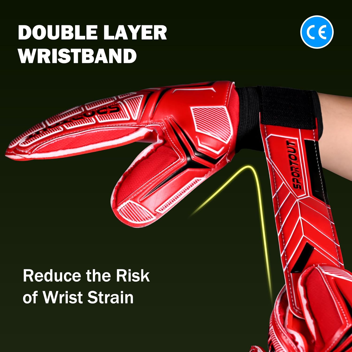 Sportout Goalie Gloves, Goalkeeper Gloves with Finger Protection, Breathable Soccer Goalie Gloves, 4mm Latex, for Kids Youth and Adult