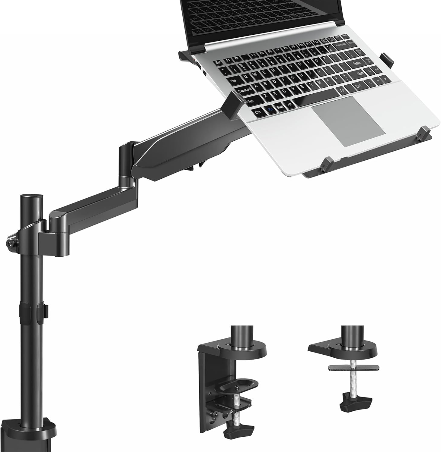 VIVO Universal Adjustable 10 to 15.6 inch Laptop Holder Desk Mount, Single Pneumatic Arm VESA Notebook Stand with C-clamp and Grommet Options, Black, STAND-V101L VIVO Universal Adjustable 10 to 15.6 inch Laptop Holder Desk Mount, Single Pneumatic Arm VESA Notebook Stand with C-clamp and Grommet Options, Black, STAND-V101L