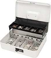 Vista 15 de Jssmst - Caja de efectivo de metal grande con bandeja de dinero,Caja de bloqueo
