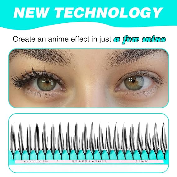 VAVALASH Premade Anime Chunk Lash Extensions,Comic Spire Lashes 0.07 C/D Curl, Matte Black Manga Lash Look Eyelash Extensions,Professional Salon Use Premade Spire Lashes(0.07-C-8-15mm)