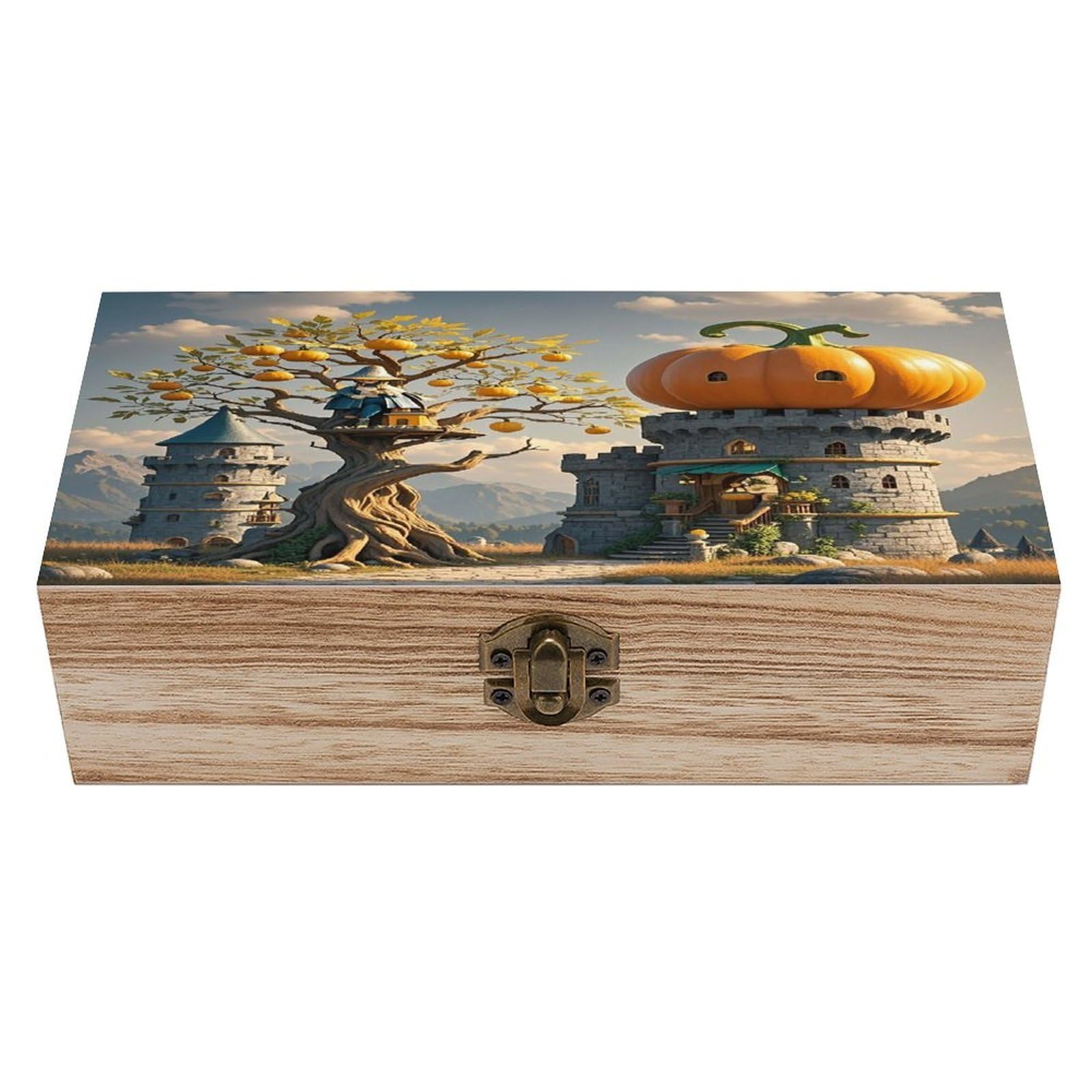 LZQPOEAS Pumpkin Tree House Wooden Box Storage Space to Organize Jewelry in A Beautiful Small Storage Box Decorative Card Boxes Memory Treasure Boxes for Crafts And Photo Storage
