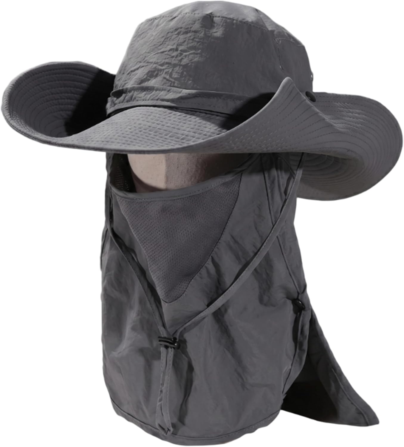 Boonie Hat with Neck Flap Wide Brim Sun Hat for Men, Detachable Waterproof Bucket for Fishing Hiking, Navy Blue