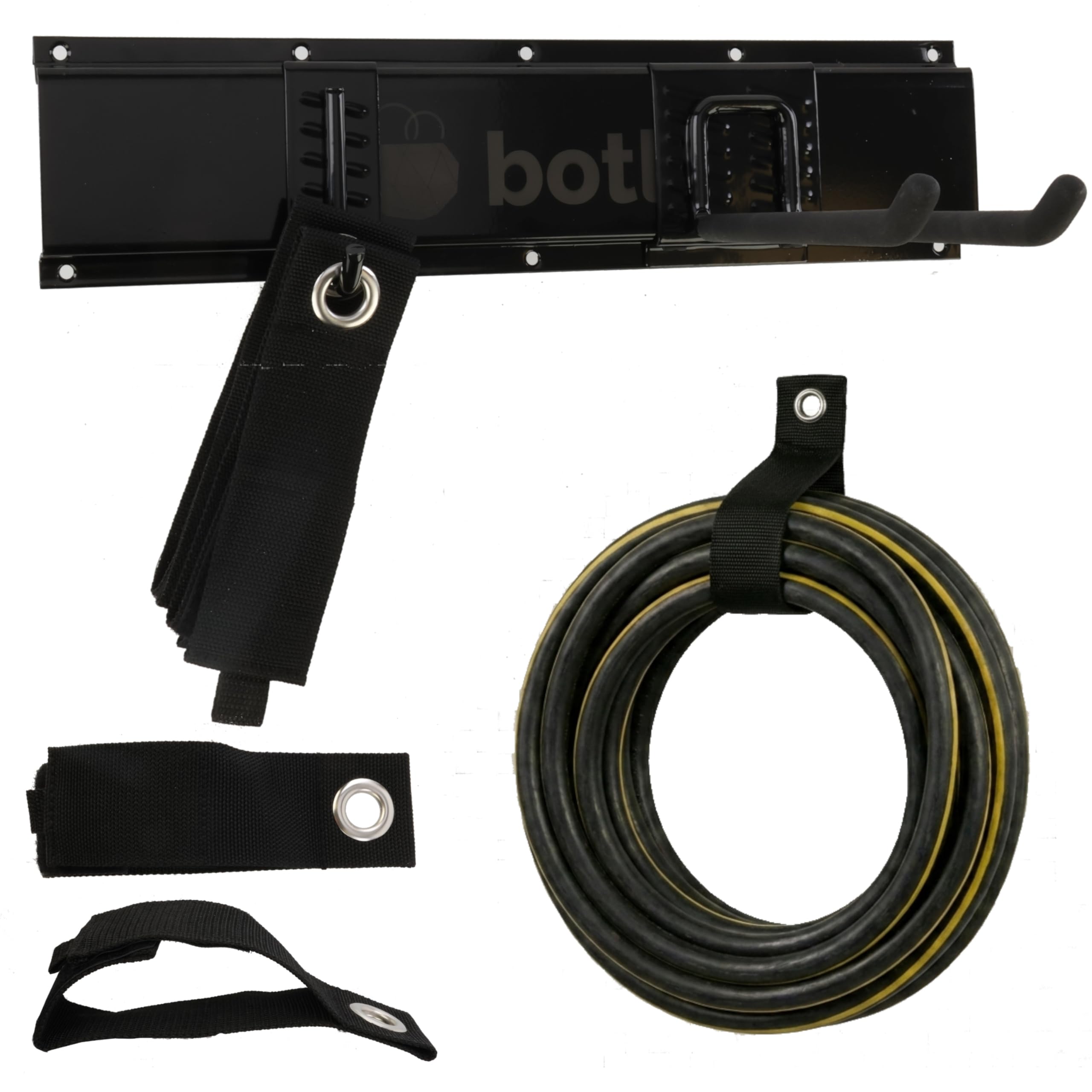 botle Soporte de pared para herramientas, organizador de herramientas de acero de 122 cm, estante de pared modular, soporte para herramientas, 9 ganchos, garajes, sótanos, talleres, escaleras, cables