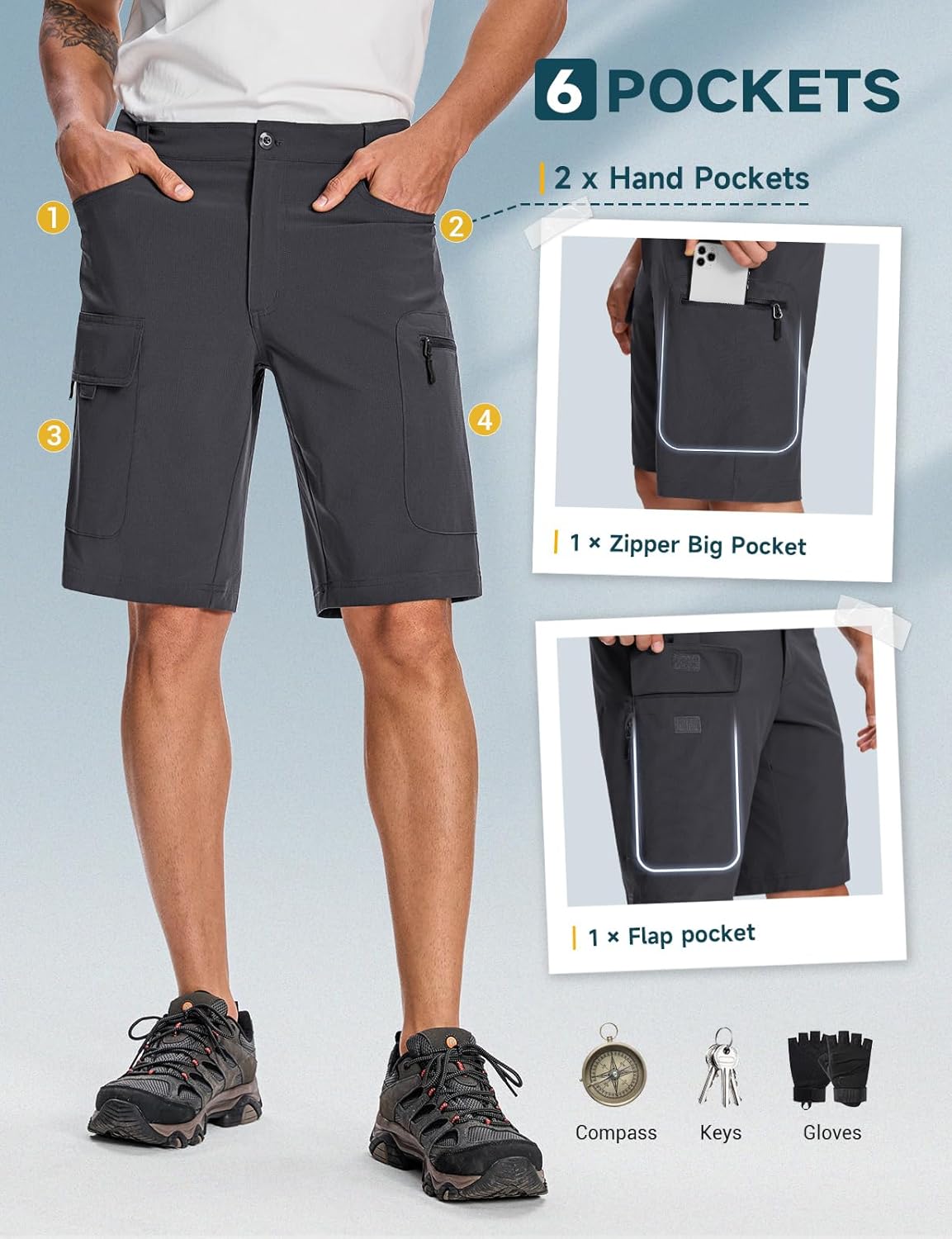 Moosehill Mens Cargo Hiking Shorts Lightweight Water Resistant for Casual Golf Work Tactical Fishing with 6 Pockets - Image 4