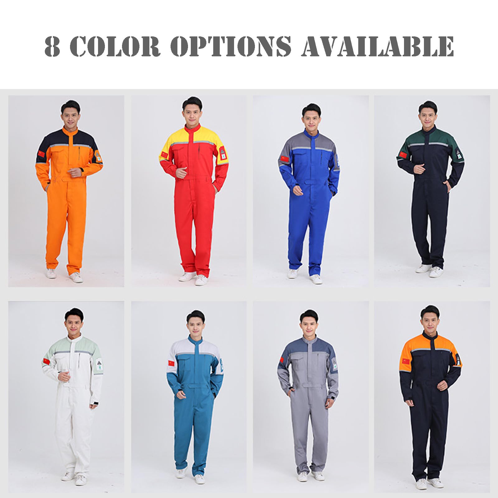 Combinaison À Manches Longues Auto Repair Work Uniforme Zip-Front Coverall Coton Salopette Vêtements De Travail Avec Bande Réfléchissante